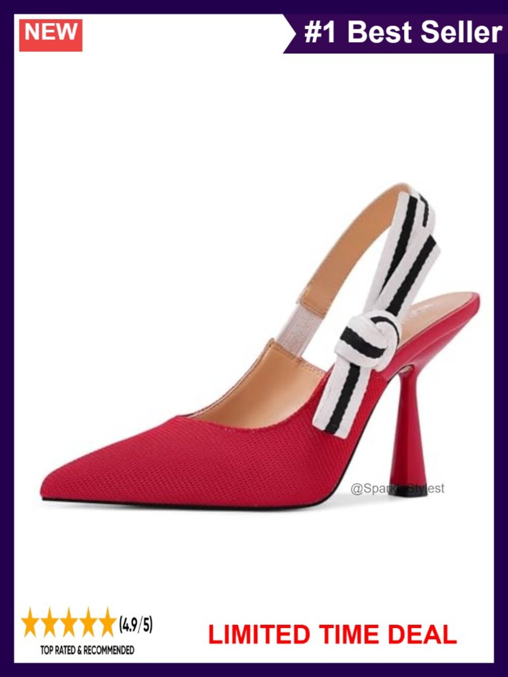 HOCHFART Women's Slingback Kitten Heels Pointed Toe Slip On Pumps
